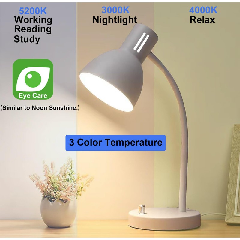 AFORTLO LED Desk Lamp,3 Color Temperature Changeable Table Lamp,Flexible Gooseneck