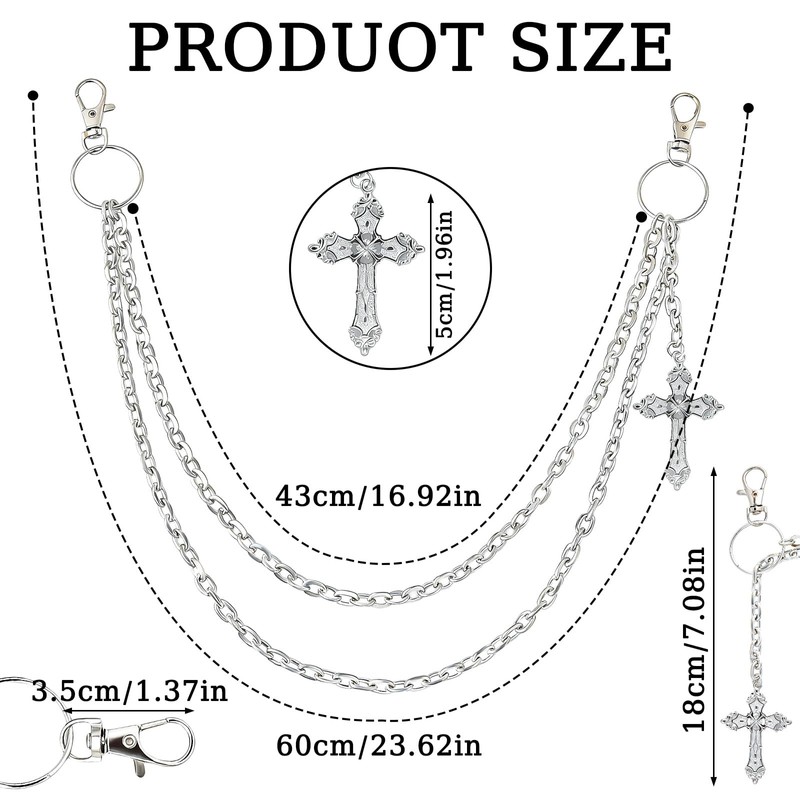 loghohu Wallet Chain Pants Chain for Women Men Double Cross