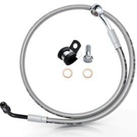 MoKitDora 32.5" Upper Braided Brake Lines Front Oil Hose for 14" Handlebars 2018-later Softail Low Rider Heritage Fat Bob Boy with ABS, Silver