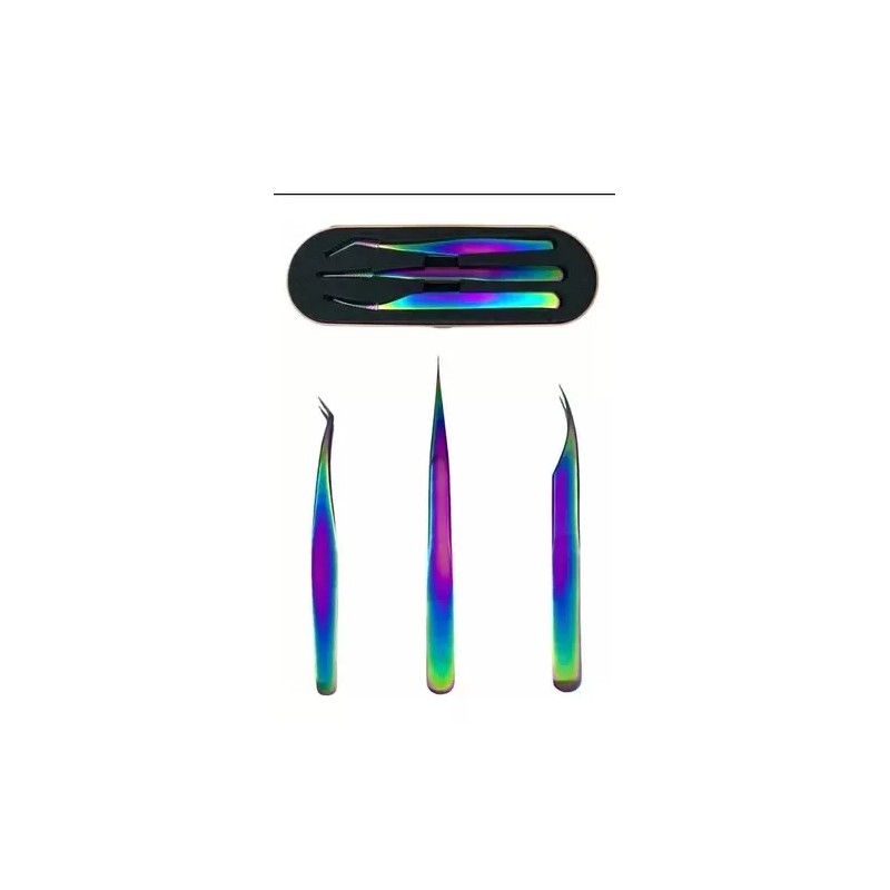 Altz 3 Pinzas Con Estuche Para Aplicación De Pestañas 1x1