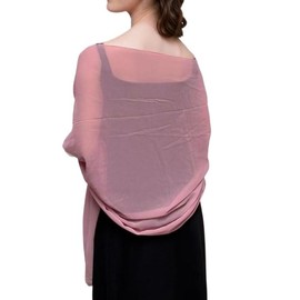 Dressy Shawls for Evening Dress Chiffon Wraps Elegant Soft Silky Wedding Bridal Scarf (Pink)