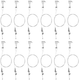 Picture Rail Hanging System with Hook, 66 lb (30 kg) Max Load, Adjustable Wire Hooks Kit, 6.6 ft (2 m) Length Cable with Loop, Picture Hanging Kit (12 Pack)