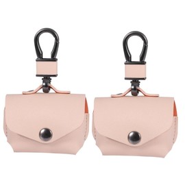 OSALADI 2pcs Simple Imitation Leather Earphone Case Cover for Protective Wireless Headset Cover Buckle for Easy Carrying Apricot