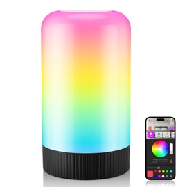 RGBICWW Smart Table Lamp, Touch Bedside Lamp with App Control, LED Desk Lamp with Music Sync, 30+ Scenes & 16M Colors, Color Changing Lamp for Bedroom Living Room Gaming Dimmable Night Light, Black