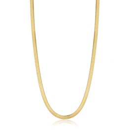 SDA Italian Flat Herringbone Snake Chain Necklace for Women and Men,Tarnish Free Flexible Layering Choker,Color, Size Options, Stainless Steel, No Gemstone, Width:5 mm Length:18 inch, Gold Plated, No