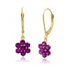 MAX + STONE 14k Yellow Gold Purple Amethyst Flower Dangle Earrings for Women with Leverback and February Birthstones