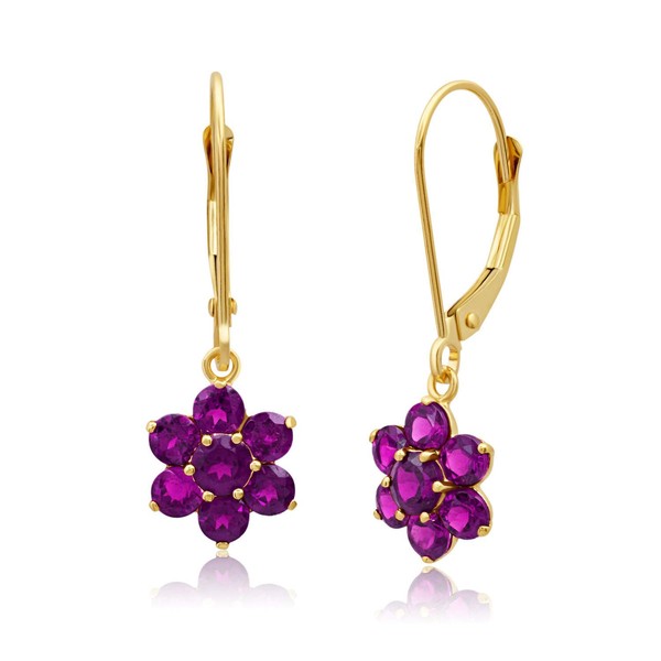 MAX + STONE 14k Yellow Gold Purple Amethyst Flower Dangle