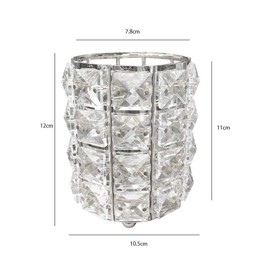 Crystal Makeup Brush Holder Organizer, Cosmetics Pencil Cup Holder Container Organizer for Desktop Decoration (Silver)