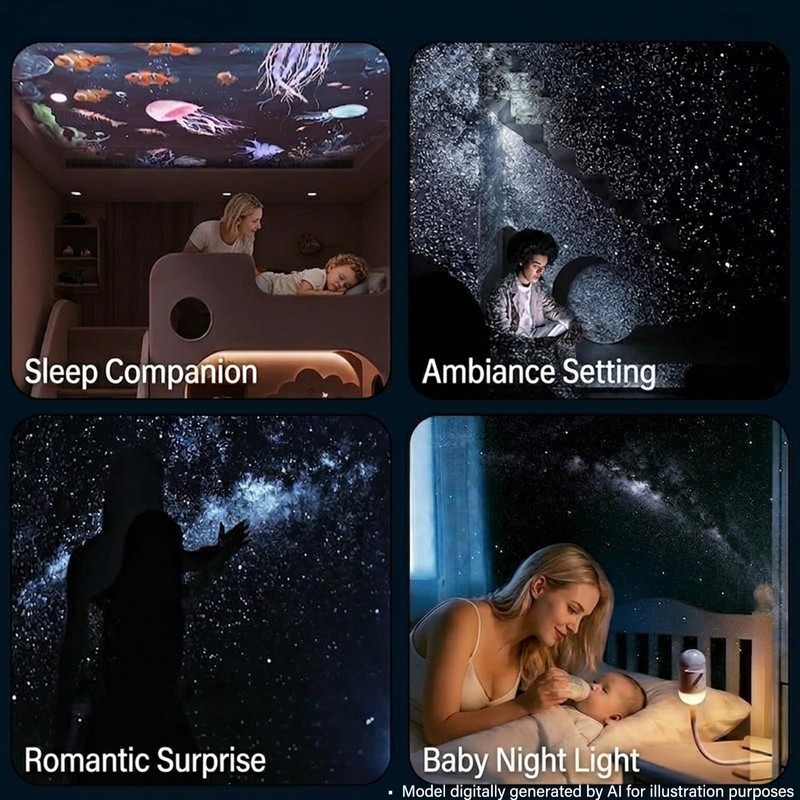 KoudHug 2-in-1 Galaxy Projector Night Light,USB Portable Starry Sky Night