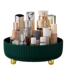 HBlife Makeup Organizer, 360 Degree Rotating Perfume Organizer, 11 Inches Large Capacity Lazy Susan for Bathroom Counter or Vanity, Dark Green