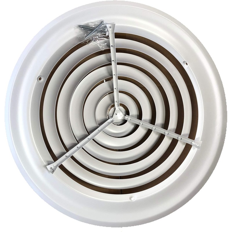 HBW 12" Round Ceiling Diffuser White Powder Coated with Outside