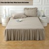 Silnuo Taupe/White Plaid Bed Skirt Washed Cotton Shabby Gingham Checkered
