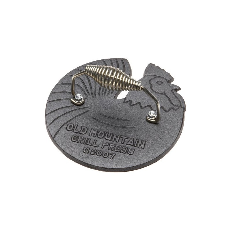Old Mountain Pre Seasoned Rooster Shaped Bacon / Grill Press,
