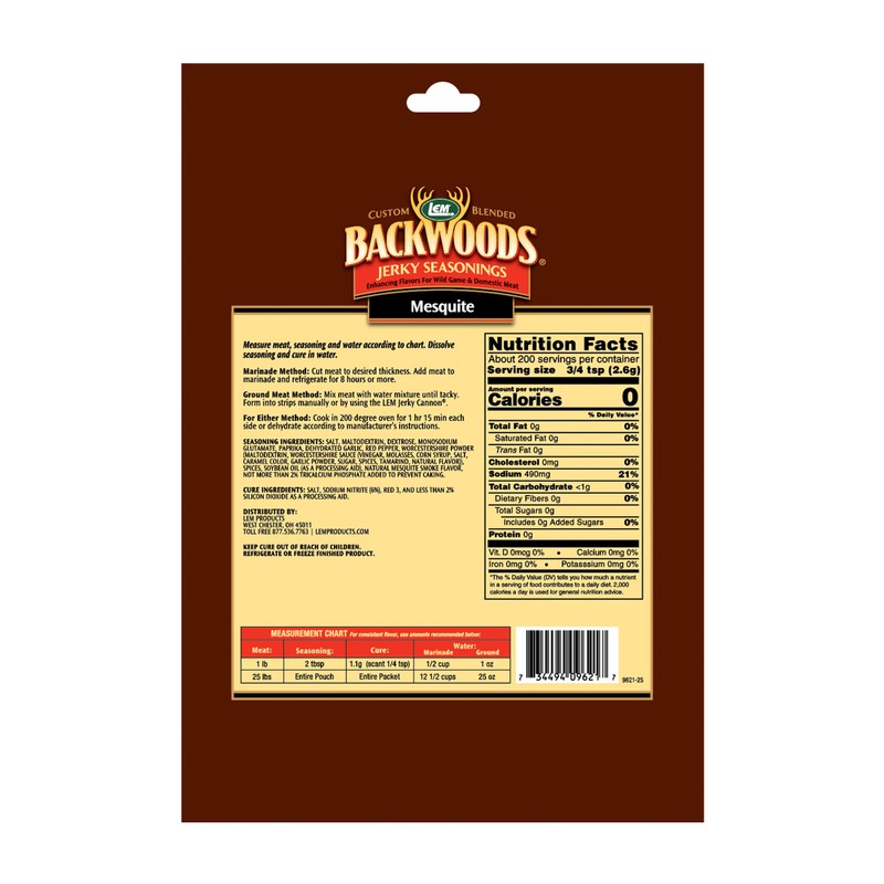 LEM Products Backwoods Mesquite Jerky Seasoning, Ideal for Wild Game