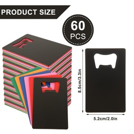 ABuff 60PCS Credit Card Bottle Opener Stainless Steel Beer Bottle Opener for Wallet Pocket, Pocker Cap Opener for Wedding Party Groomsmen Bridesmaid Gifts (6 Mixed Color)