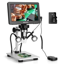 7" LCD Digital Microscope 1200X for Adults,12MP 1080P Solding USB Microscope with 10 LED Lights-Ideal for Coin Collectors Electronics Enthusiasts, Windows/Mac OS Compatible,PC View, 32GB