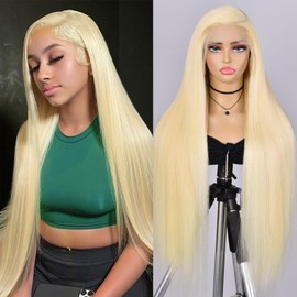 ENFLOKT 613 Lace Front Wig Human Hair Blonde 13X6 HD Transparent Lace Front Wigs 200% Density Blonde Glueless Wigs 613 HD Straight Lace Frontal Wig Human Hair Pre Plucked 26Inch