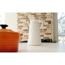 Zero Japan BRM-50 WH Oil Pot, White, Approx. Diameter 3.9 x 7.1 inches (100 x 180 mm)
