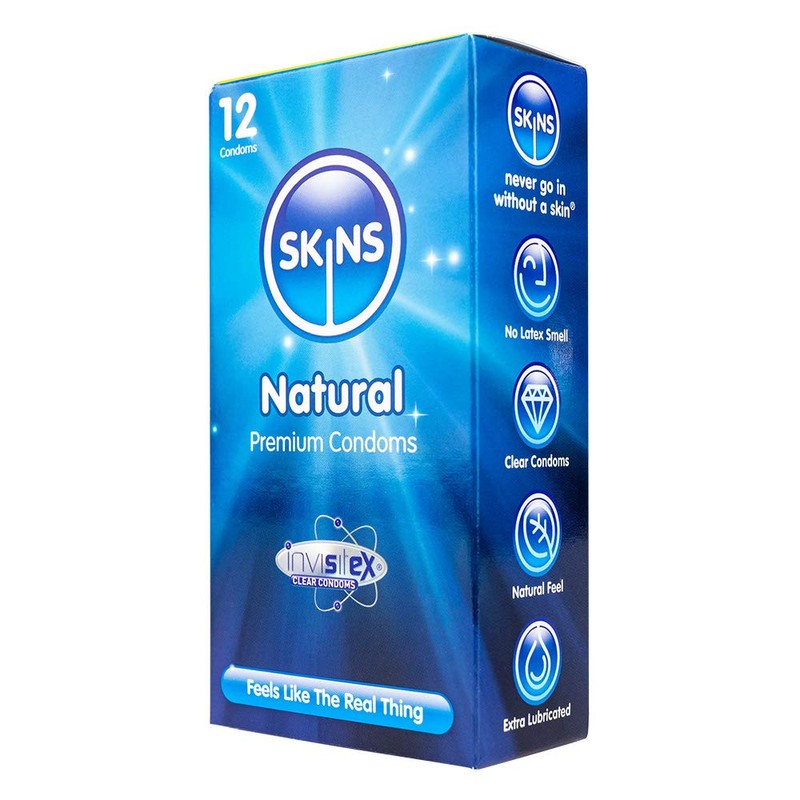 Skins Natural Premium Kondome, Ultra-Clear, 12er Pack