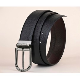 LOUIS STITCH Men's Leather Belt Reversible Leather Belt for Men Black & Brown (Italy_NJ) | Premium Collection, Ninja Design Gunmetal Buckle, Waist 42-44