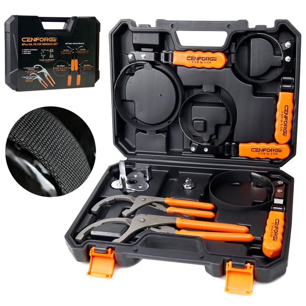 CENFORGE 8PC Oil Filter Wrench Set with Swivel Oil Filter