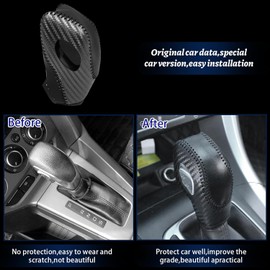 Funda de palanca de cambios de coche de cuero para Ford EcoSport Escape/Fiesta/Fusion/Focus/C-Max Energi Wagon/Transit Protector de pomo de palanca de cambios Cubierta de trim para interior