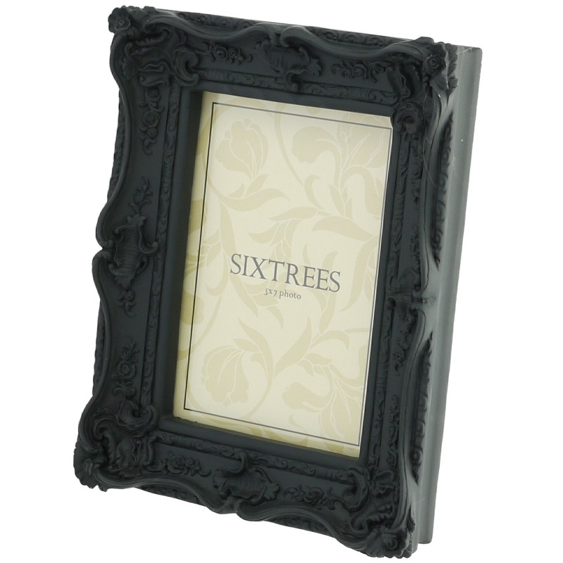 Shabby Chic Ornate Chelsea Swept Photoframe - Matt Black 5"
