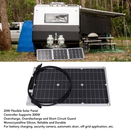Flexible Solar Panel, 20W Portable Solar Panel with Overload Guard Function, Monocrystalline Silicon Solar Charger for Automatic Door Camping RV Off Grid