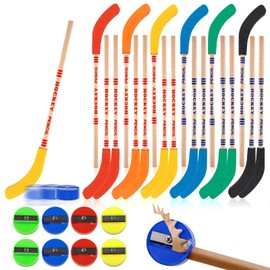 OT-NVWOZR 18pcs Hockey Pencils with Erasers, 9 Inch Multicolor Hockey Sticks Pencils with 8pcs Mini Round Pencil Sharpeners, Fun Cool Pencils Hockey Gifts for Fans Students, Sports Hockey Party Favors