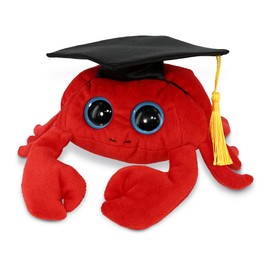 DolliBu Big Eye Red Crab Graduation Plush Toy - Super Soft Plush Graduation Stuffed Animal Dress Up with Graduation Cap Tassel Outfit - Gift with Personalization - 9.5 Inch