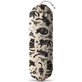 Hglian Black Cat Plastic Grocery Bag Holder,Cute Vintage Flowers Plastic Shopping Bags Organizer Storage Keeper for Kitchen,House Warming Gifts for Women Cat Lover