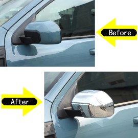 car-attention 2PCS Chrome Rearview Side Mirror Cover Trim Set Fit For Ford Maverick 2022-2023