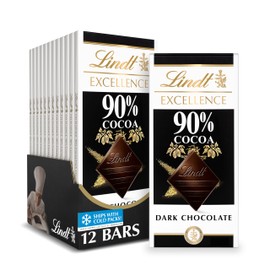 Lindt EXCELLENCE 90% Cocoa Dark Chocolate Bar, Dark Chocolate Candy, 3.5 oz. (12 Pack)