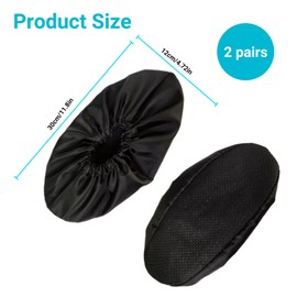 quyueug 2 Pack Waterproof Shoe Covers - Shoe Covers Reusable Non-Slip Overshoes with Elastic Cuff for Home, Rainy Days & Pet Owners(Black, One Size)​