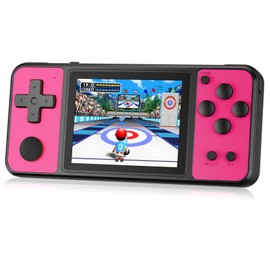 TEBIYOU 32 Bit Handheld Games for Kids Built-in 139 Video Games, 3.0" IPS Screen Rechargeable Travel Toys for Ages 4-13, Mini Electronic Gaming Player Xmas Birthday Gifts for Boys Girls (Rose Red)