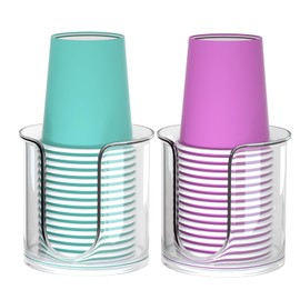 2 Pack Bathroom Cup Dispenser - Countertop 3 oz Bathroom Cup Holder for Dixie and Paper Cups - Mouthwash Cup Holder for 3oz Bathroom Cups（Clear）