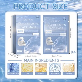 Organic Collagen Face Mask, Pack of 4, Organic Collagen Real Deep Mask, Collagen Overnight Mask, Korean, Anti-Wrinkle Lifting Face Mask, for Hydration, Anti-Wrinkle Effect, Firming