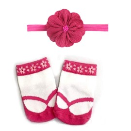 FUNMAKE Kids' Baby Japanese Traditional Formal Accessories Tabi-Style Socks Hair Ornament Headband Set Single Item QT-119, Pink