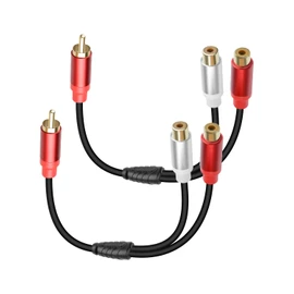 GELRHONR 2Pack RCA Splitter, 1 Male to 2 Female RCA Y Splitter for Subwoofers, Home theaters, Speakers, HDTVs and More 30cm (1Male to 2 Female Black)