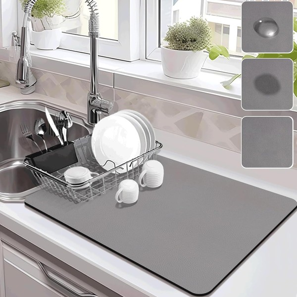 Drying Mat for Kitchen Countertops, Coffee Mat Hide Stain Rubber