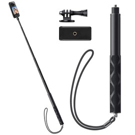 Insta360 114cm Invisible Selfie Stick with GoPro Mount, 1/4 Inch Screw, Free Stretch, Lightweight, Portable, Aluminum, Compatible with Hero13/12/11/10, Insta360 X5, X4, X3/ONE RS, Compatible with DJI