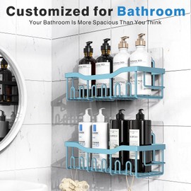 EUDELE Shower Caddy 2 Pack, Adhesive Shower Organizer for Home Decor & Kitchen Organizers, No Drilling, Rustproof Stainless Steel Bathroom Shelves