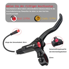 JFOYH Zoom HB876e Hydraulic eBike Brake Upgrade Kit - 4 Piston Calipers, 2/3 PIN Power-Off Sensor, Pre-filled with Mineral Oil, 160mm Brake Discs