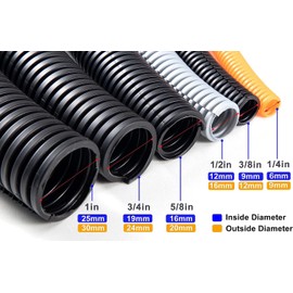 XP AUDIO Wire Loom Split Tubing Auto Wire Conduit Flexible Cover - Buy More Save More (Color: Black, 1 Pack / 50FT 3/8”, 1, 50FT 3/8”)