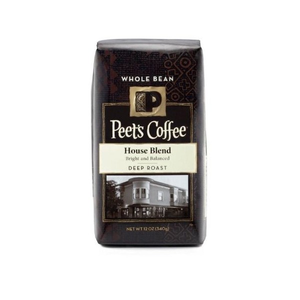 Peet's Coffee, House Blend, Deep Roast, Whole Bean Coffee, 12oz Bag (Pack of 2)