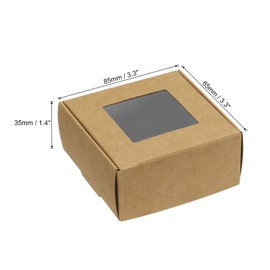 PATIKIL 3.3"x3.3"x1.4" Paper Soap Box with Window, 40 Pack Homemade Soap Boxes Square Presents Packaging Boxes for Birthday Christmas DIY Craft, Brown