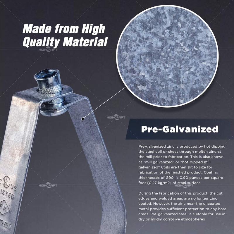 HIGHCRAFT ITSO-HQ114-10 Swivel Loop Pipe Hanger, Pre-Galvanized Steel, 1-1/4 in,