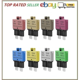 Nerites Low Profile ATC ATO Fuse Resettable Blade Circuit Breaker 3A to 30A Kit for Auto