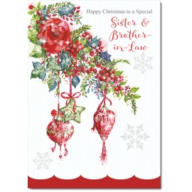 doodlecards Sister and Brother in Law Christmas Card Decorations Medium Size Christmas Card for Sister & Brother-in-Law with Plain Envelope