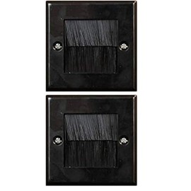 electrosmart Black Single Gang Brush Strip Wallplate/Wall Plate/Faceplate Cable Tidy for Wall Mounted Plasma TV etc (Quantity 2)